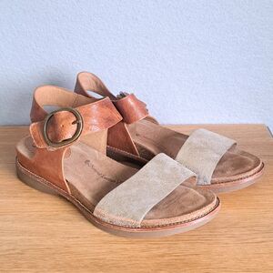 Sofft Bali Women’s 8.5 Brown Leather Strappy Sandals Tan Low Heel Ankle Strap